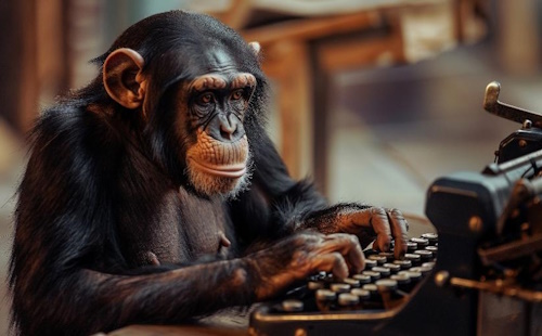 monkey with
        typewriter